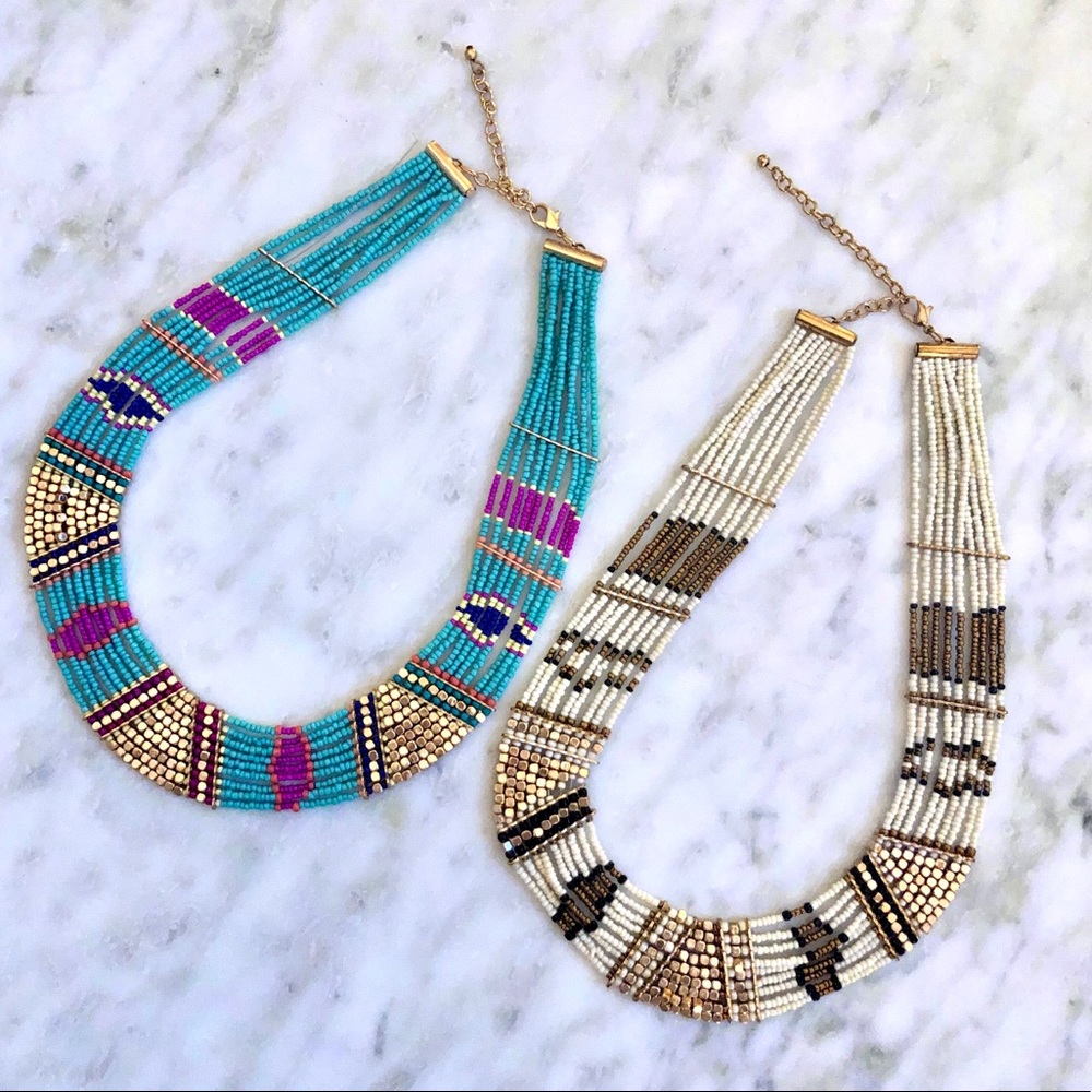 Bundle of 2 Beaded Statement Necklaces